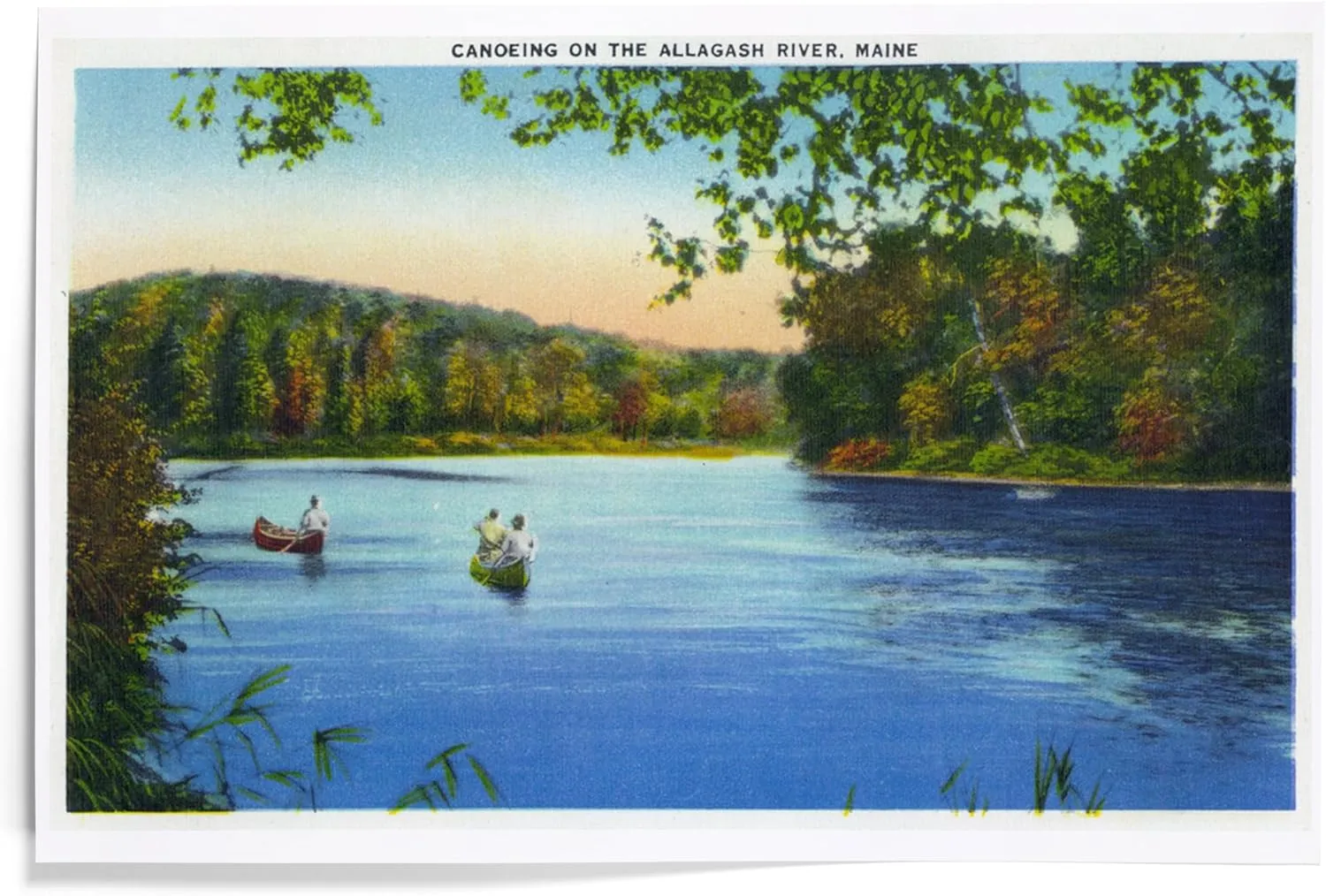Lantern Press 12x18 Inch Art Print Wall Decor, Maine, Canoeing Scene on the Allagash River
