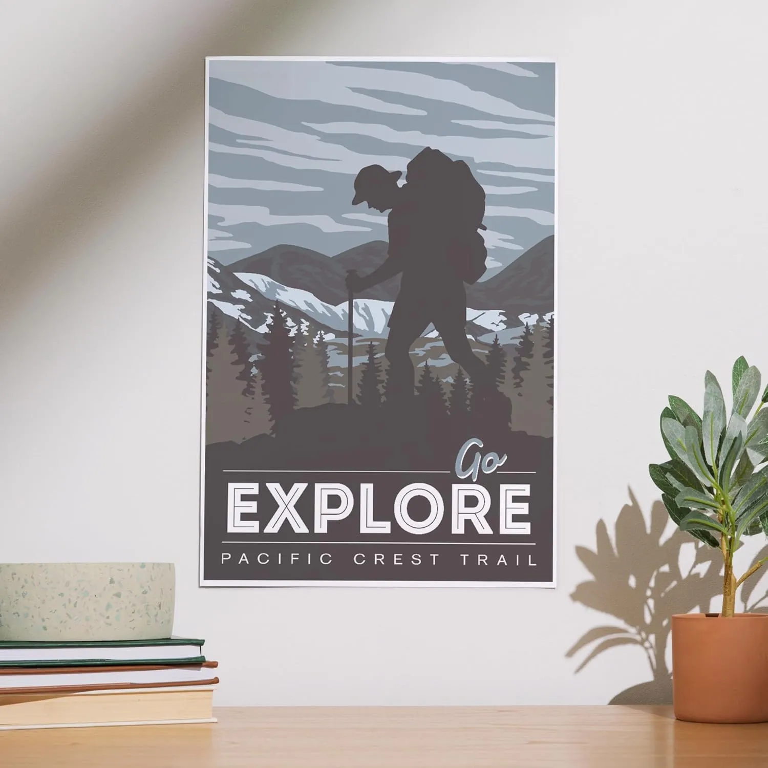 Lantern Press 12x18 Inch Art Print Wall Decor, Pacific Crest Trail, Go Explore, Backpacker