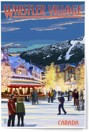 Lantern Press 12x18 Inch Art Print Wall Decor, Whistler, Canada, Village Scene