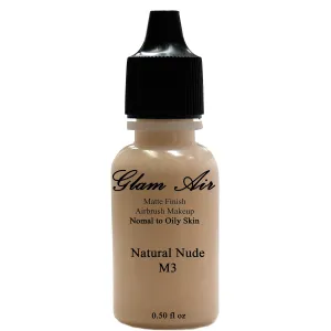 Large Bottle Airbrush Makeup Foundation Matte Finish M3 Natural Nude Water-based Makeup Long Lasting All Day Without Smearing Running, Fading or Caking 0.50 Oz Bottle By Glam Air