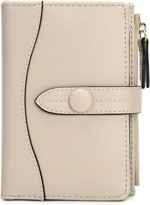 Large Capacity Women's Purse Multi-functional Short Japanese Money Clip(Beige)
