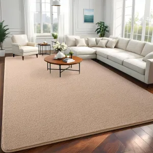 Large Modern Area Rugs for Bedroom Livng Room, 5x7 Feet Beige Memory Foam Solid Indoor Carpets, Machine Washable Rugs Minimalist Low Pile Rug for Kids Room Nursery Home Decor, Beige