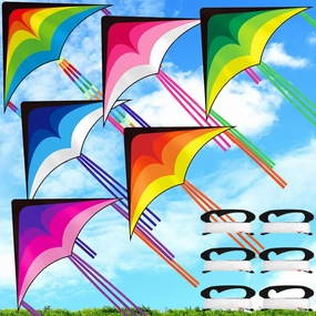 Large Delta Kites for Adults Easy to Fly 57.1 Inch with 328.1 ft String Rainbow Beach Delta Kites for Beginner Outdoor Supplies(Classic)