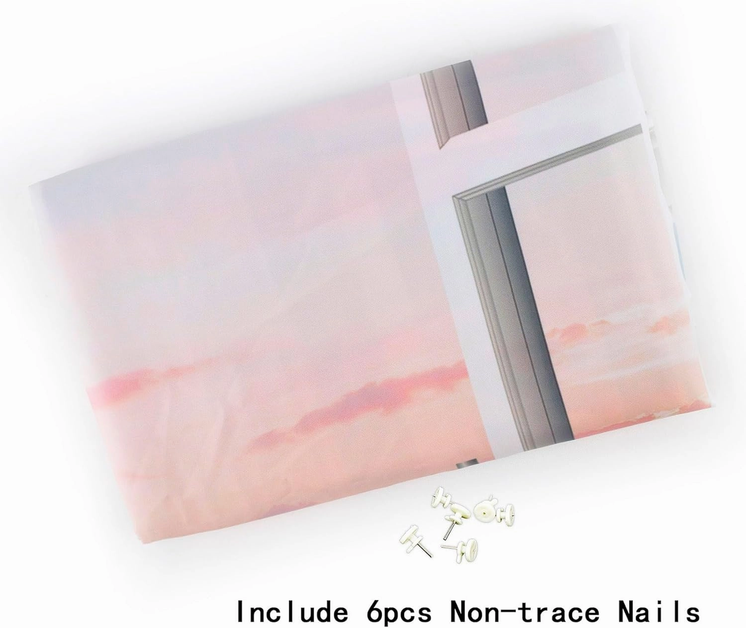 LB Ocean Tapestry Wall Hanging Sea Beach Sunset Wall Tapestry White Window Pink Sky Landscape Tapestries for Bedroom Living Room Dorm Home Wall Decor 92.5x70.9 Inches
