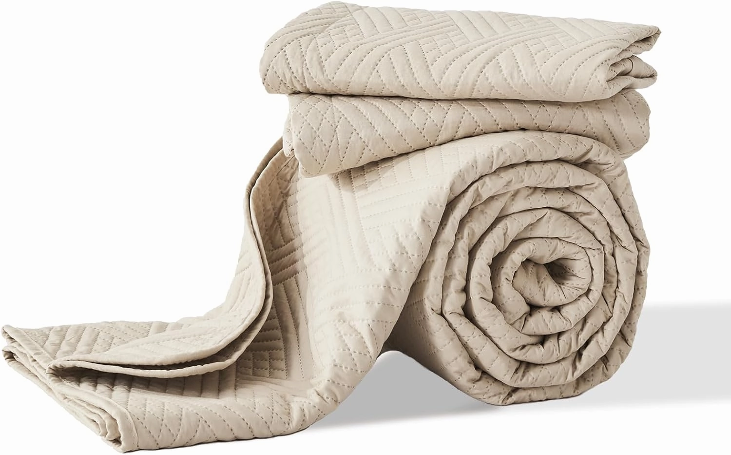 LEAONME California King Size Quilt Set 3 Pieces,Lightweight Beige Bedspread-118''x106'',Soft Microfiber Summer Quilt,Luxurious Warm Coverlet Sets for All Seasons (Includes 1 Quilt, 2 Shams)