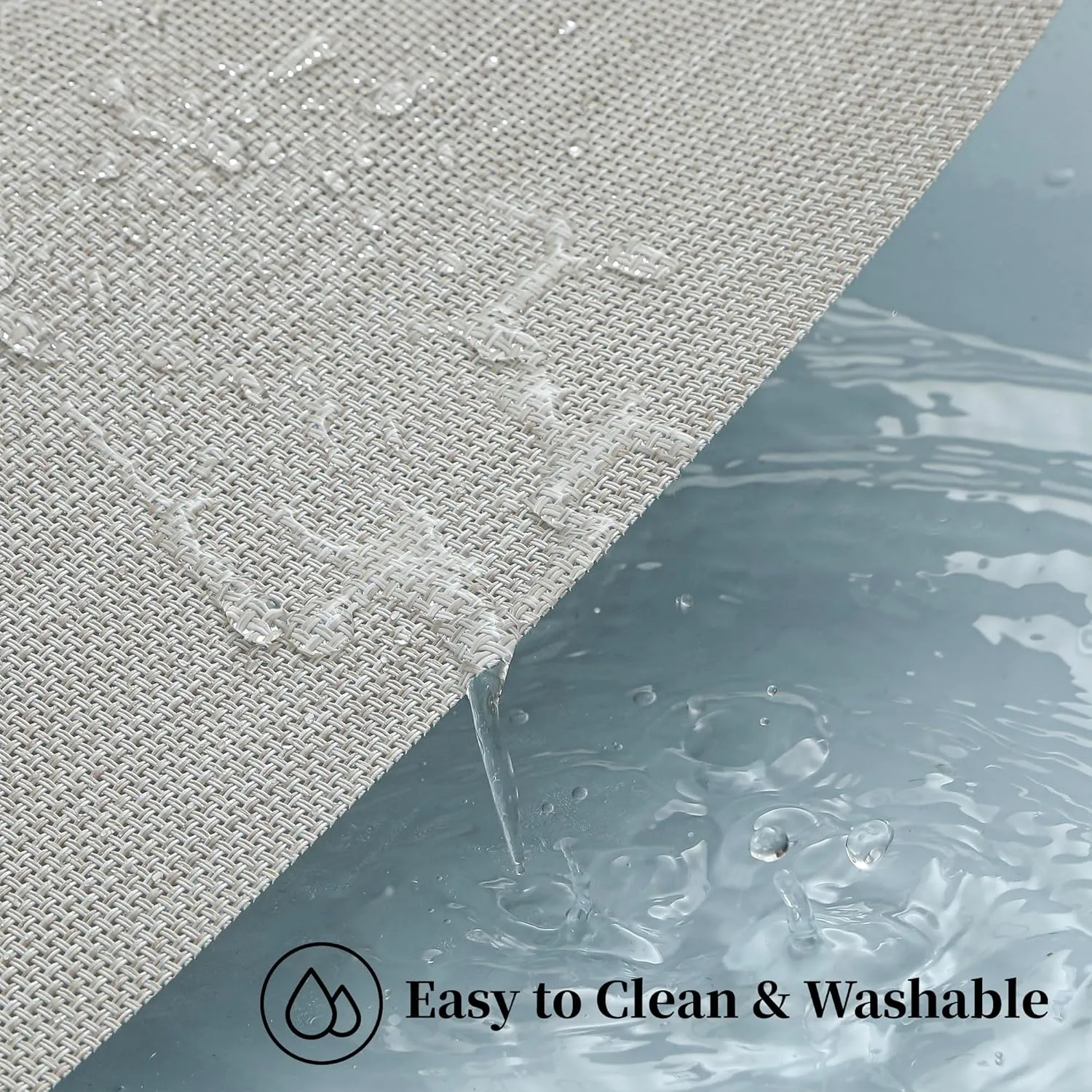 Leetaltree Beige White Placemats Set of 6 - Heat Resistant Non-Slip Place mats for Dining Table, Washable Durable PVC Vinyl Woven Table Mats（Beige White, 6）