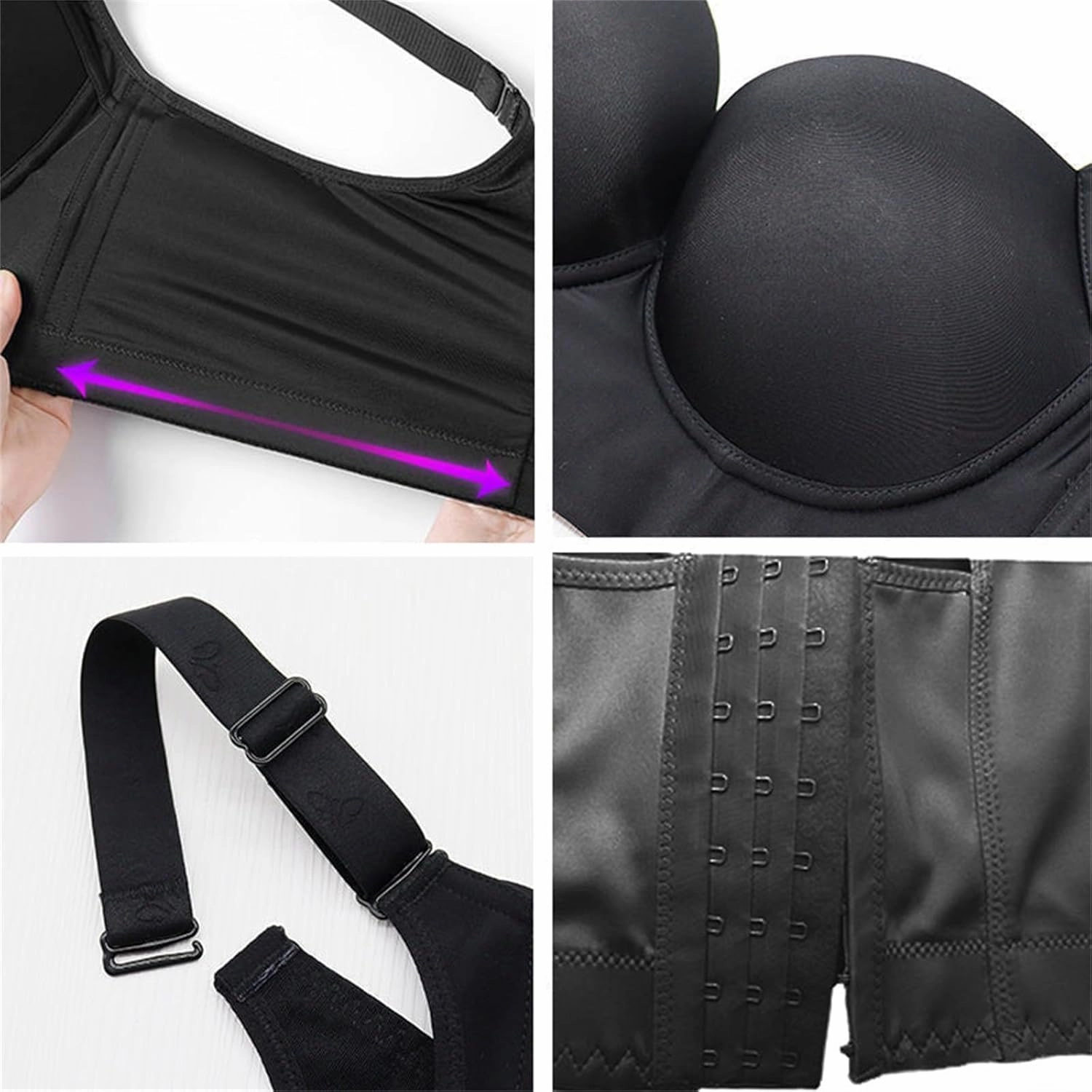 LELEBEAR Shapedly Bra - Shapedly Back Smoothing Push-Up Bras for Women, Deep Cup Underwireless Plus Size Shaped Bra