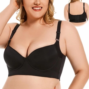 LELEBEAR Shapedly Bra - Shapedly Back Smoothing Push-Up Bras for Women, Deep Cup Underwireless Plus Size Shaped Bra