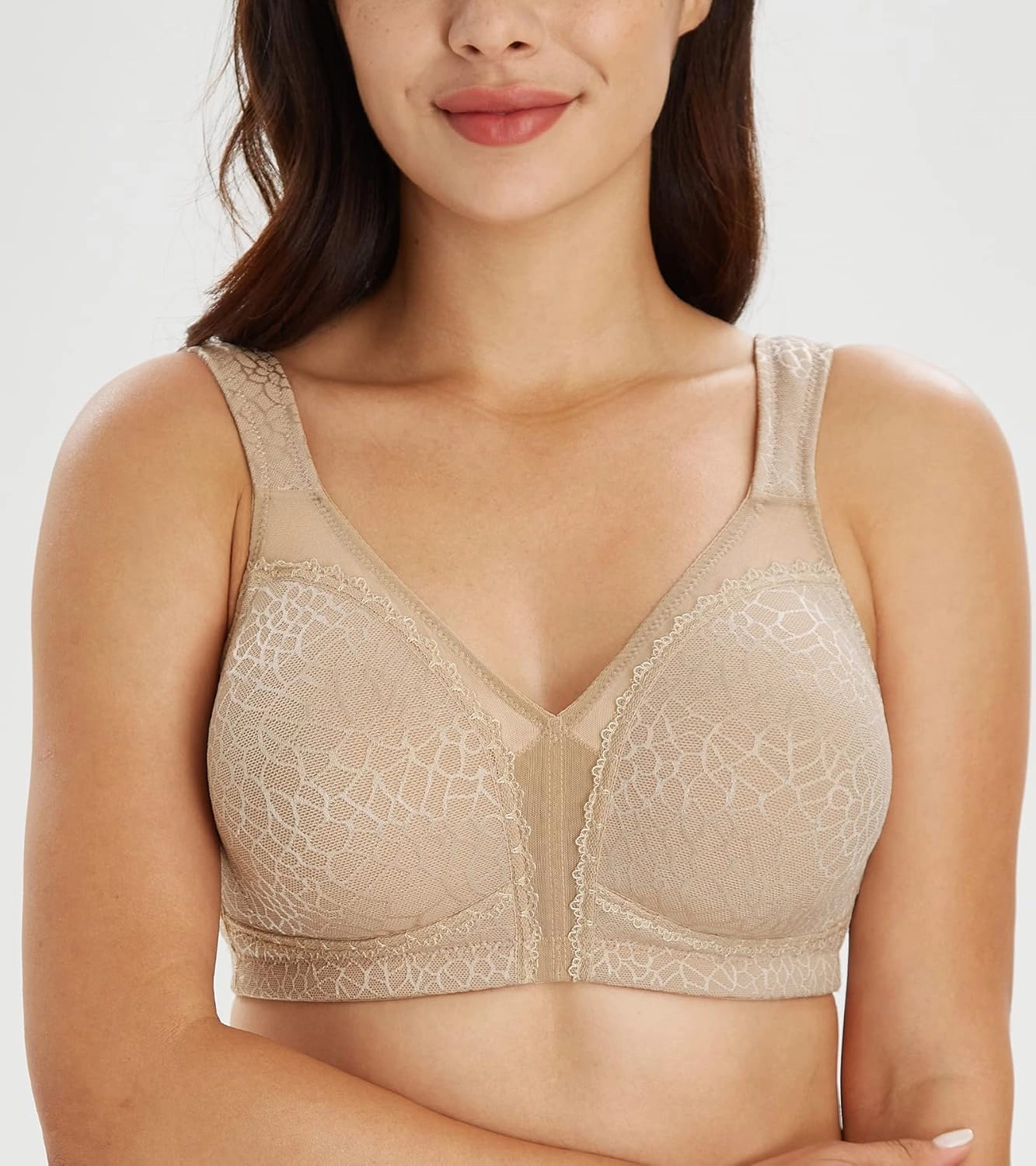 Lemorosy Women's Plus Size Full Coverage Non Padded Wireless Minimizer Bra -Comfort and Double Support