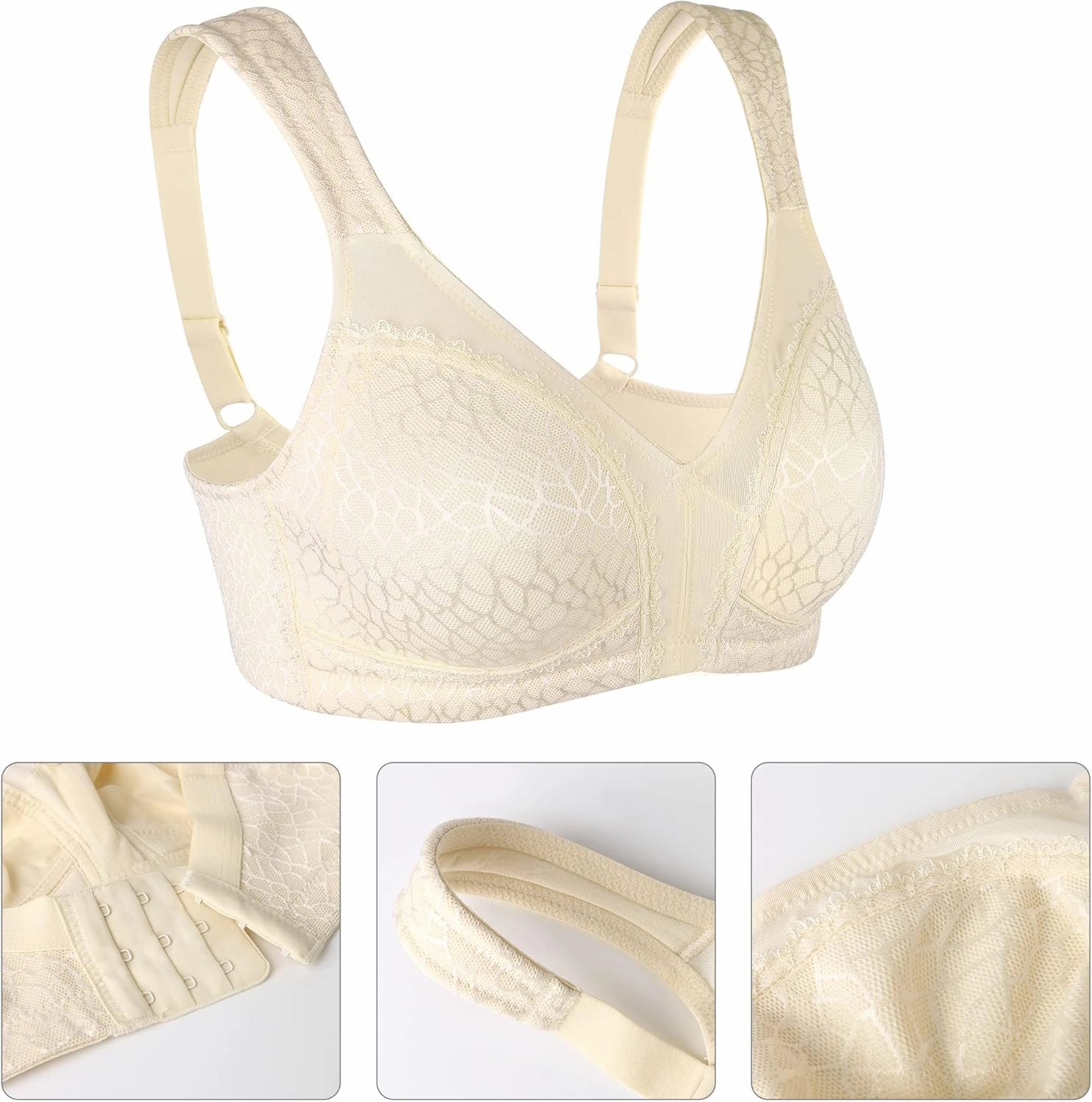 Lemorosy Women's Plus Size Full Coverage Non Padded Wireless Minimizer Bra -Comfort and Double Support