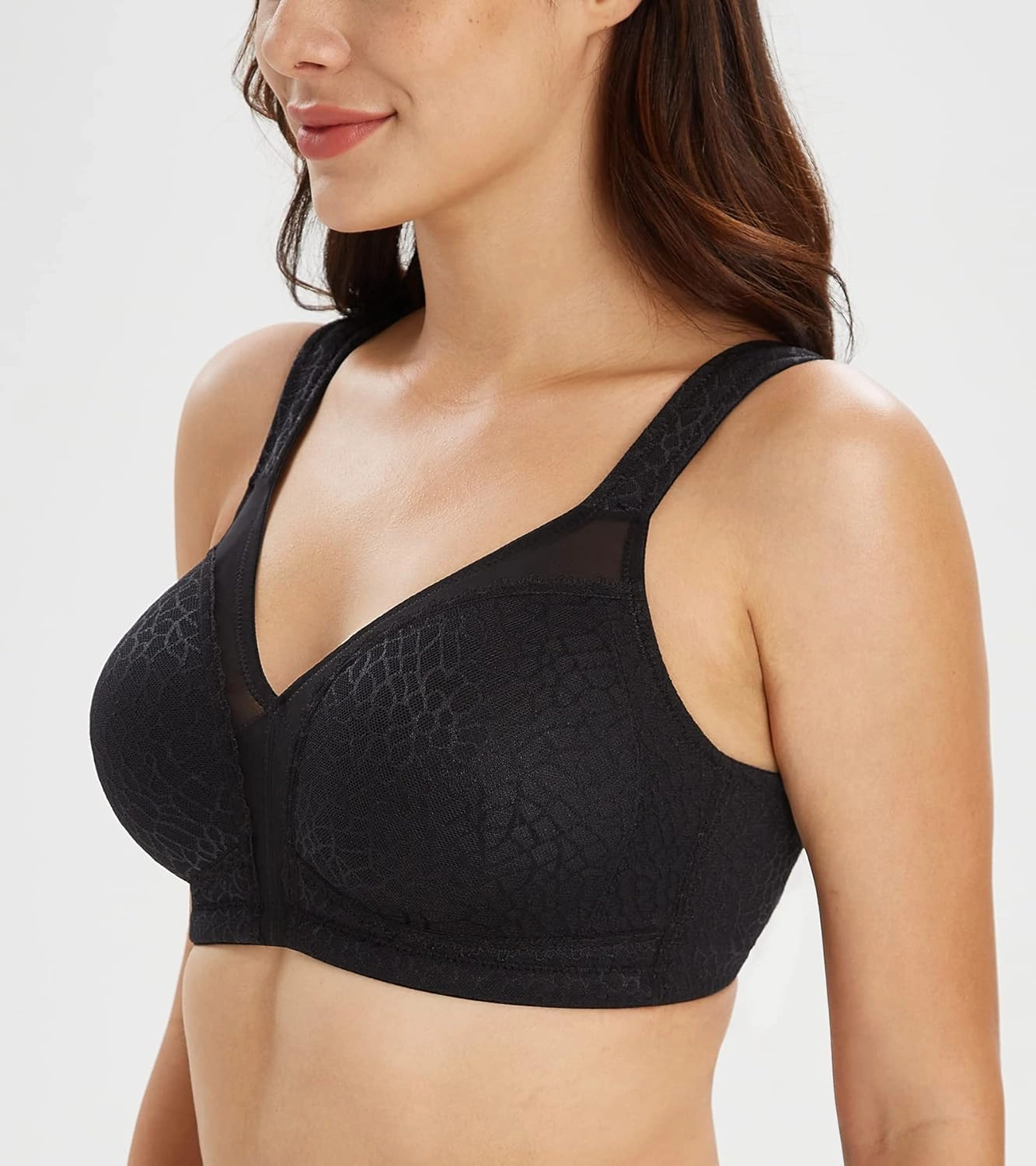 Lemorosy Women's Plus Size Full Coverage Non Padded Wireless Minimizer Bra -Comfort and Double Support