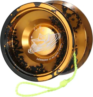LESHARE X2 Dual-Mode Yoyo for Advanced Players & Kids Beginners - Convertible Unresponsive/Responsive Bearings, Gloves, 5 Strings-Black Gold