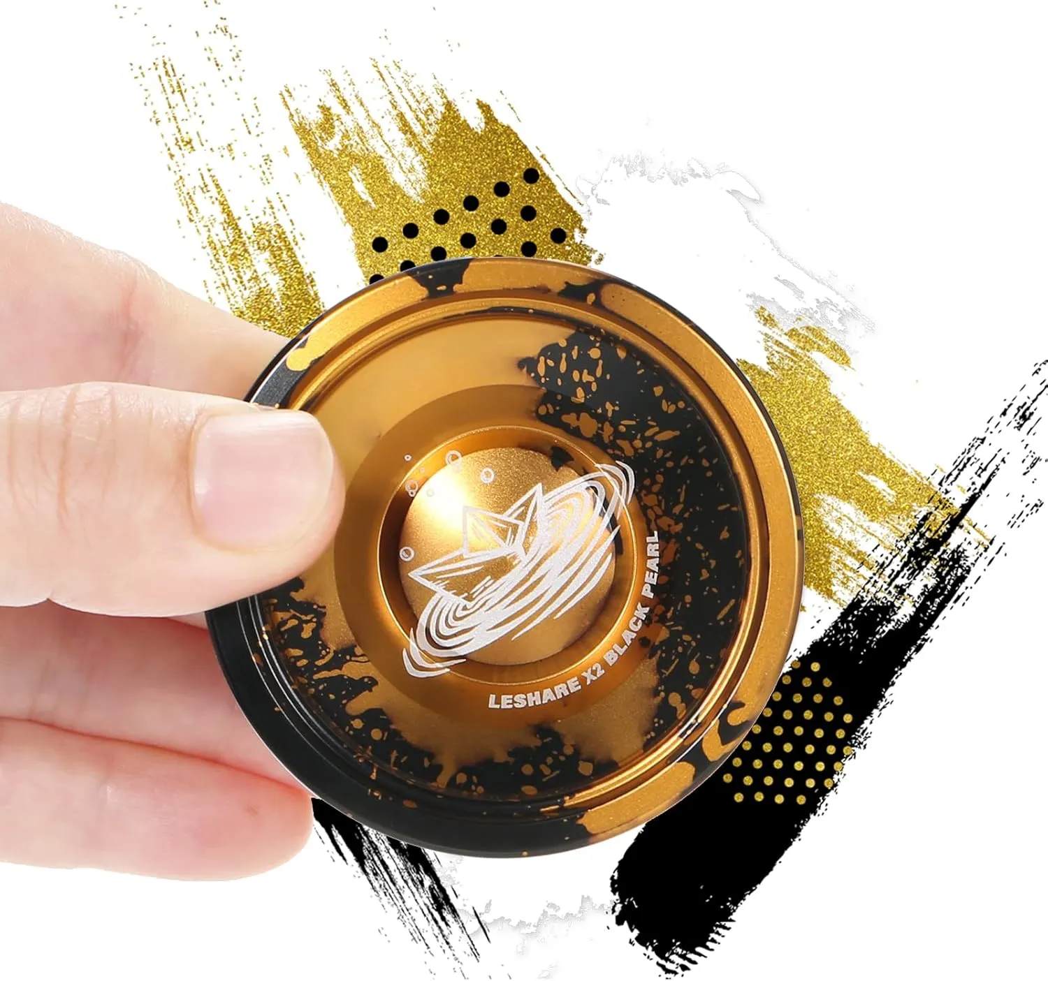 LESHARE X2 Dual-Mode Yoyo for Advanced Players & Kids Beginners - Convertible Unresponsive/Responsive Bearings, Gloves, 5 Strings-Black Gold