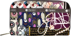 LeSportsac Heritage Scarf Lily Wallet, Style 6506/Color F342, Celebrate Popular Patterns (LeCute, Jewels, Boxstep), Showcased in an Elegant Scarf Style Limited Edition Collection