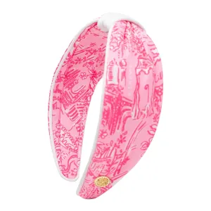 Lilly Pulitzer Top Knot Headband for Women, Pink Knotted Headband, Cute Hair Accessories for Women (Palm Beach Toile)