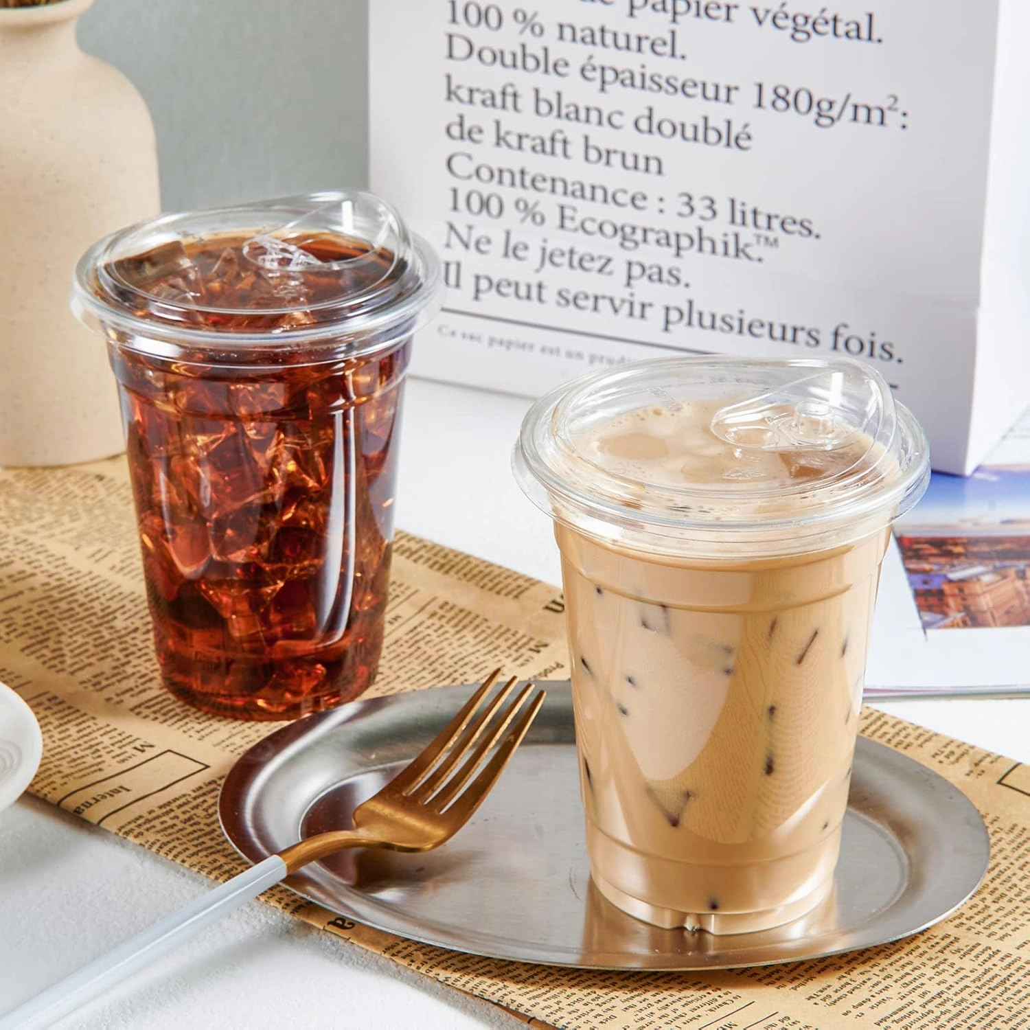 Lilymicky 16oz Clear Plastic Drinking Cups (90 Pack) with Strawless Sip Lids, Disposable Cups for Iced Coffee, Smoothie, Slurpee, or Any Cold Drinks