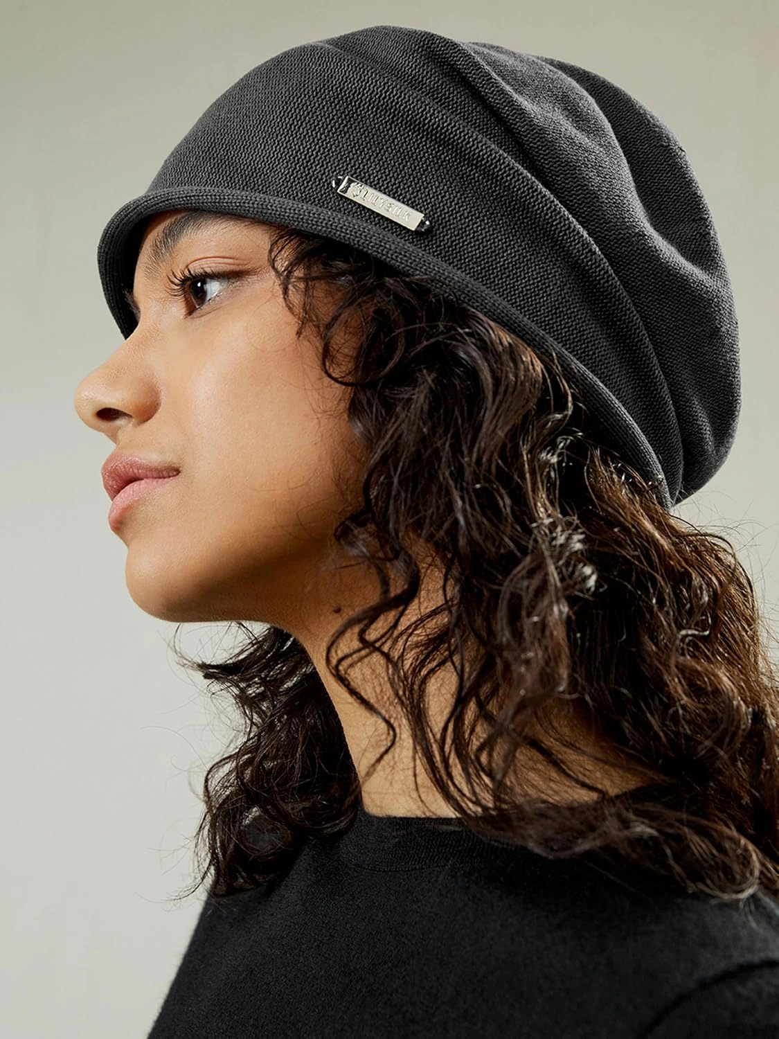 LilySilk Silk Knitted Slouchy Beanie Breathable Curly Hair Thin Women Men Stretch Skull Cap Slap Soft Comfortable