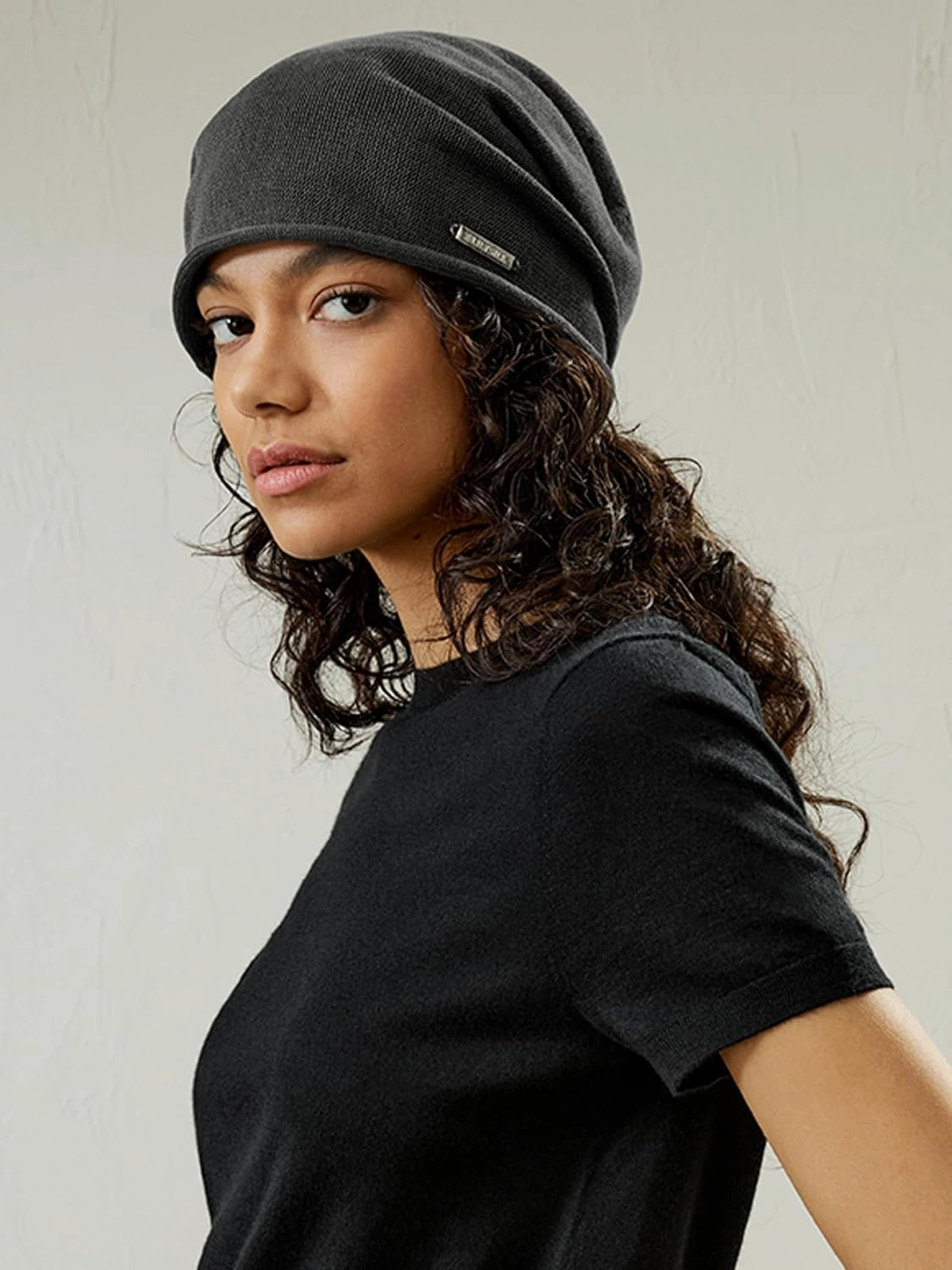 LilySilk Silk Knitted Slouchy Beanie Breathable Curly Hair Thin Women Men Stretch Skull Cap Slap Soft Comfortable