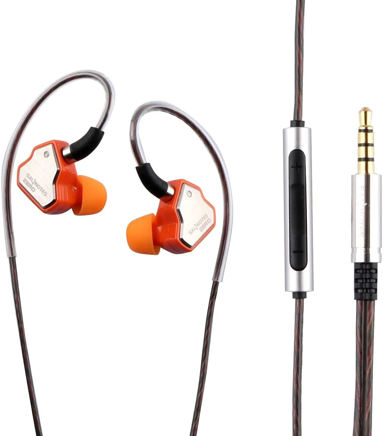 Linsoul 7Hz Salnotes Zero HiFi 10mm Dynamic Driver in-Ear Earphone IEM with Metal Composite Diaphragm Stainless Steel Faceplate Detachable 2Pin OFC Cable (Orange, with Mic, 3.5mm)