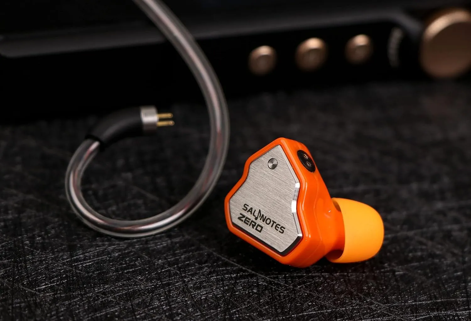 Linsoul 7Hz Salnotes Zero HiFi 10mm Dynamic Driver in-Ear Earphone IEM with Metal Composite Diaphragm Stainless Steel Faceplate Detachable 2Pin OFC Cable (Orange, with Mic, 3.5mm)
