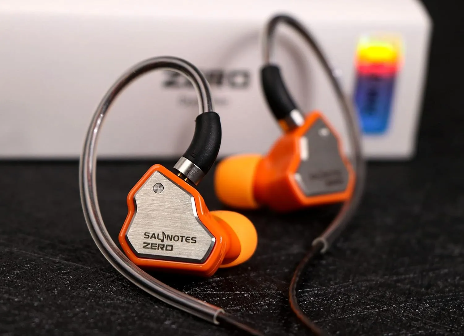 Linsoul 7Hz Salnotes Zero HiFi 10mm Dynamic Driver in-Ear Earphone IEM with Metal Composite Diaphragm Stainless Steel Faceplate Detachable 2Pin OFC Cable (Orange, with Mic, 3.5mm)