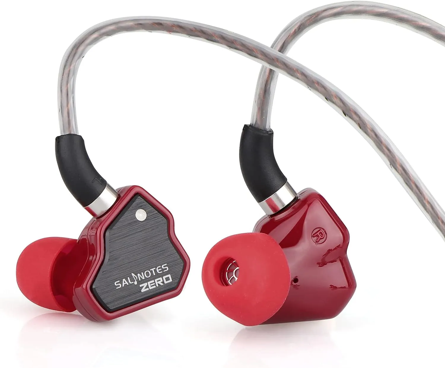 Linsoul 7Hz Salnotes Zero HiFi 10mm Dynamic Driver in-Ear Earphone IEM with Metal Composite Diaphragm Stainless Steel Faceplate Detachable 2Pin OFC Cable (Red, Without Mic)