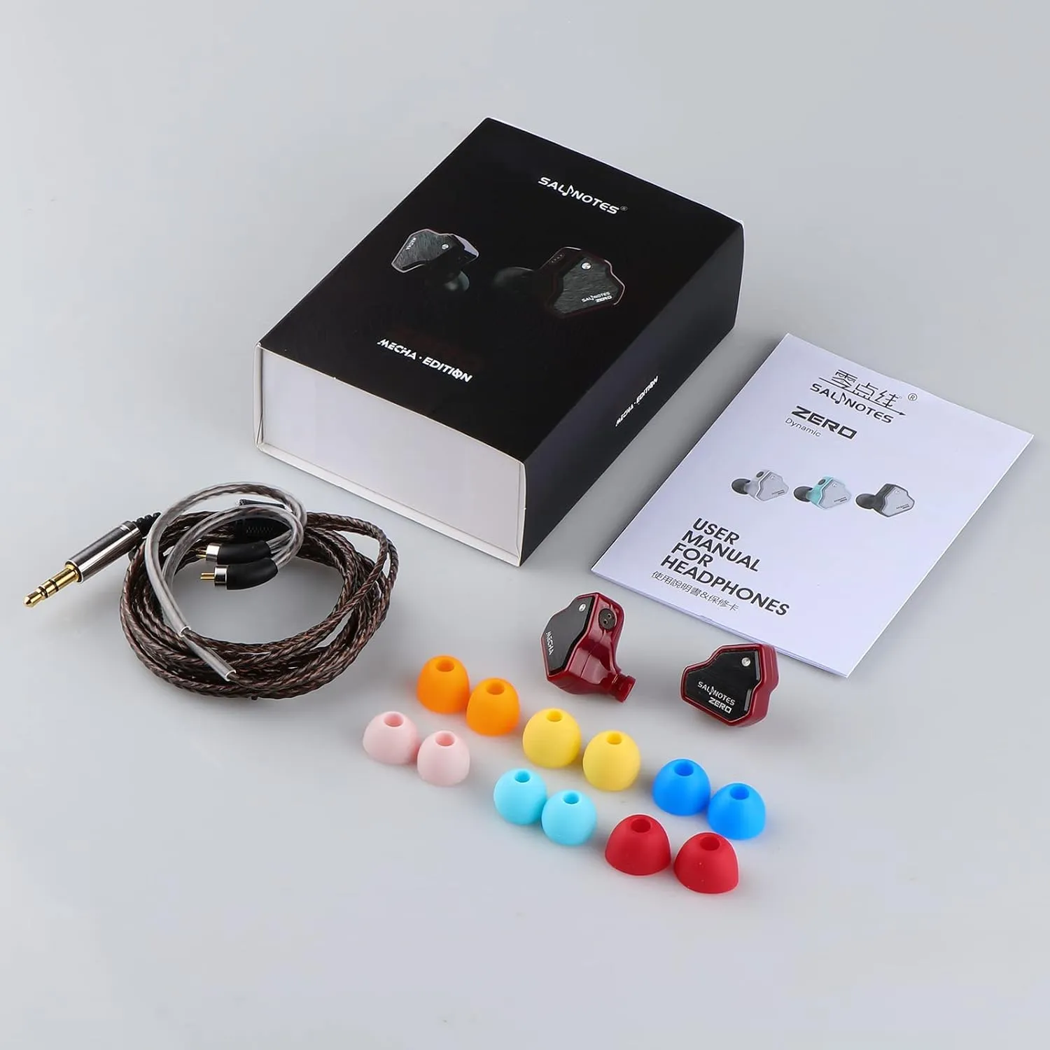 Linsoul 7Hz Salnotes Zero HiFi 10mm Dynamic Driver in-Ear Earphone IEM with Metal Composite Diaphragm Stainless Steel Faceplate Detachable 2Pin OFC Cable (Red, Without Mic)