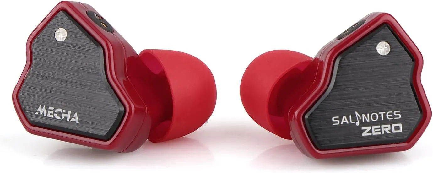 Linsoul 7Hz Salnotes Zero HiFi 10mm Dynamic Driver in-Ear Earphone IEM with Metal Composite Diaphragm Stainless Steel Faceplate Detachable 2Pin OFC Cable (Red, Without Mic)