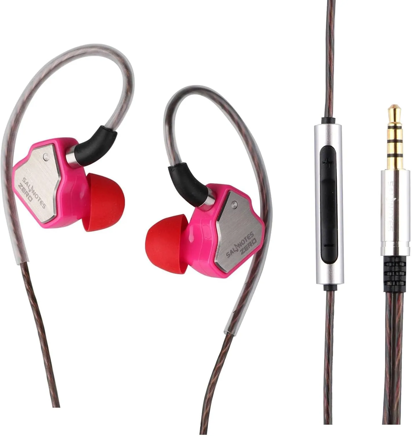 Linsoul 7Hz Salnotes Zero HiFi 10mm Dynamic Driver in-Ear Earphone IEM with Metal Composite Diaphragm Stainless Steel Faceplate Detachable 2Pin OFC Cable (Rose, with Mic, 3.5mm)