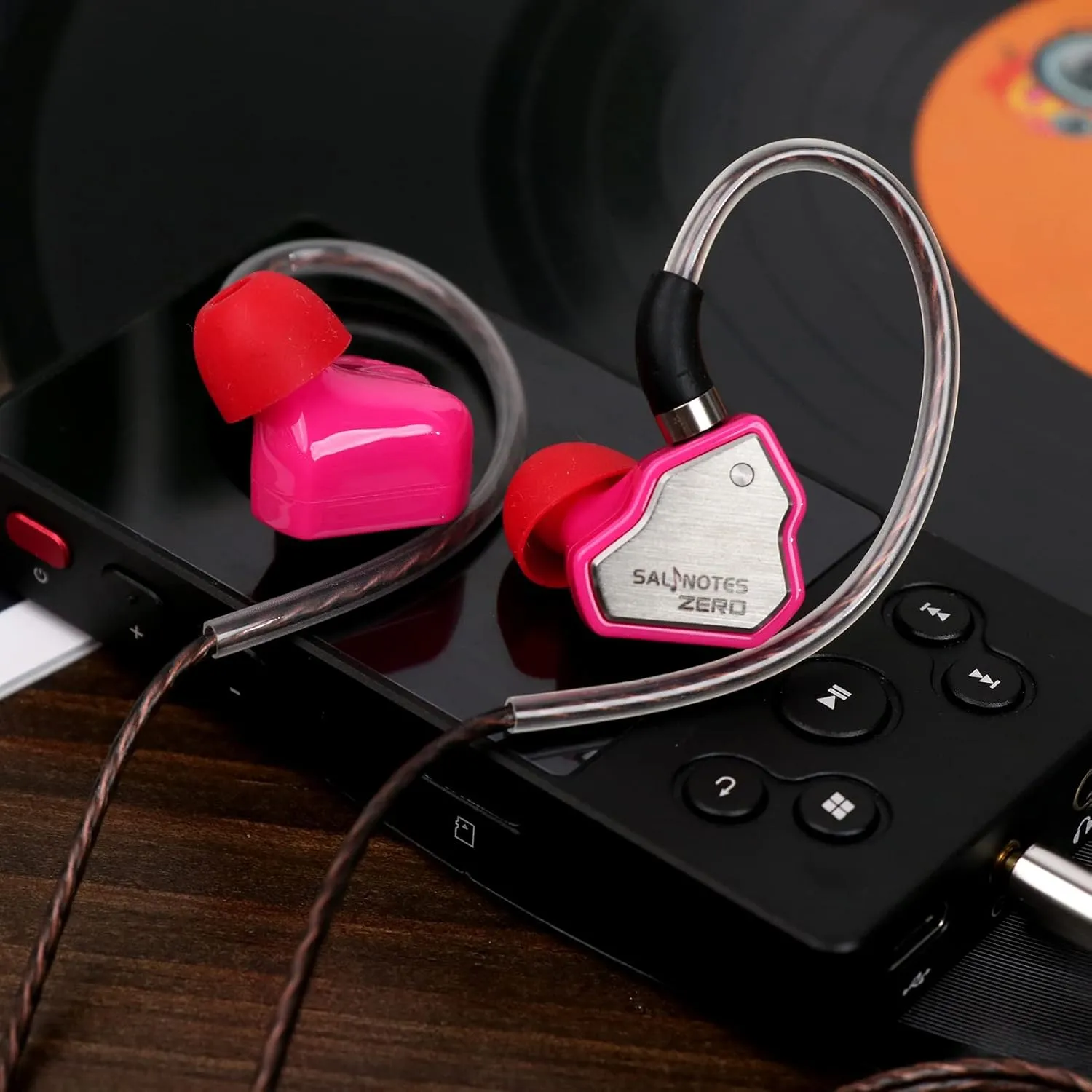 Linsoul 7Hz Salnotes Zero HiFi 10mm Dynamic Driver in-Ear Earphone IEM with Metal Composite Diaphragm Stainless Steel Faceplate Detachable 2Pin OFC Cable (Rose, with Mic, 3.5mm)