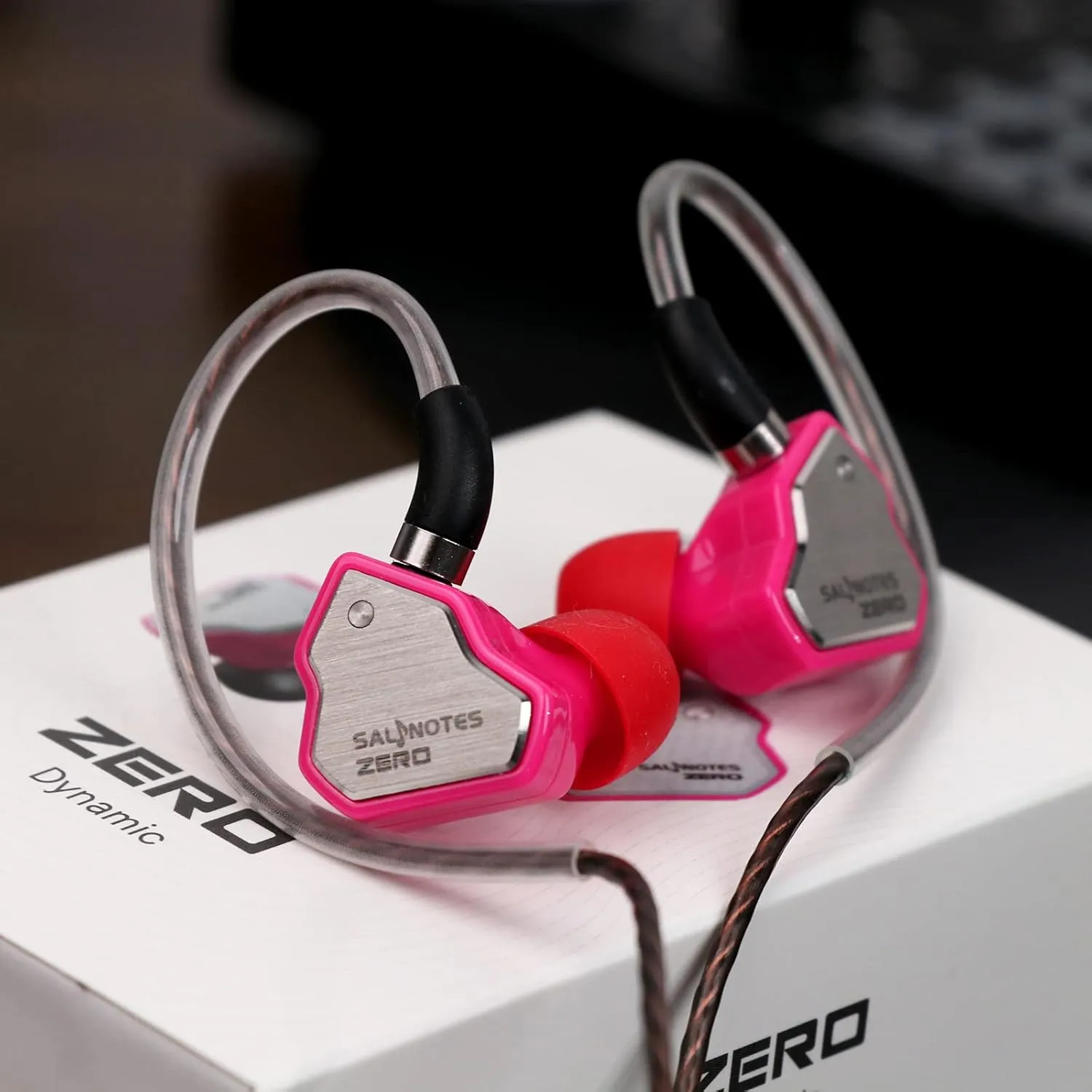Linsoul 7Hz Salnotes Zero HiFi 10mm Dynamic Driver in-Ear Earphone IEM with Metal Composite Diaphragm Stainless Steel Faceplate Detachable 2Pin OFC Cable (Rose, with Mic, 3.5mm)