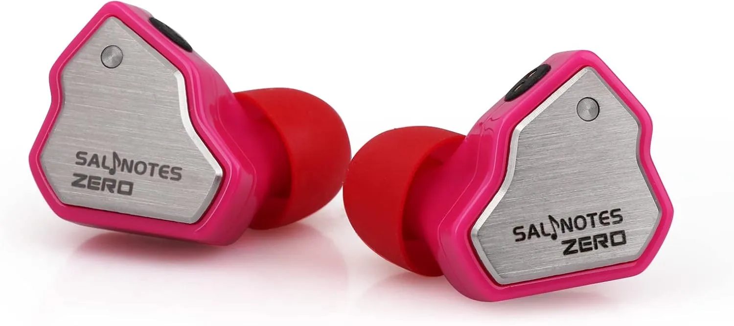 Linsoul 7Hz Salnotes Zero HiFi 10mm Dynamic Driver in-Ear Earphone IEM with Metal Composite Diaphragm Stainless Steel Faceplate Detachable 2Pin OFC Cable (Rose, with Mic, 3.5mm)