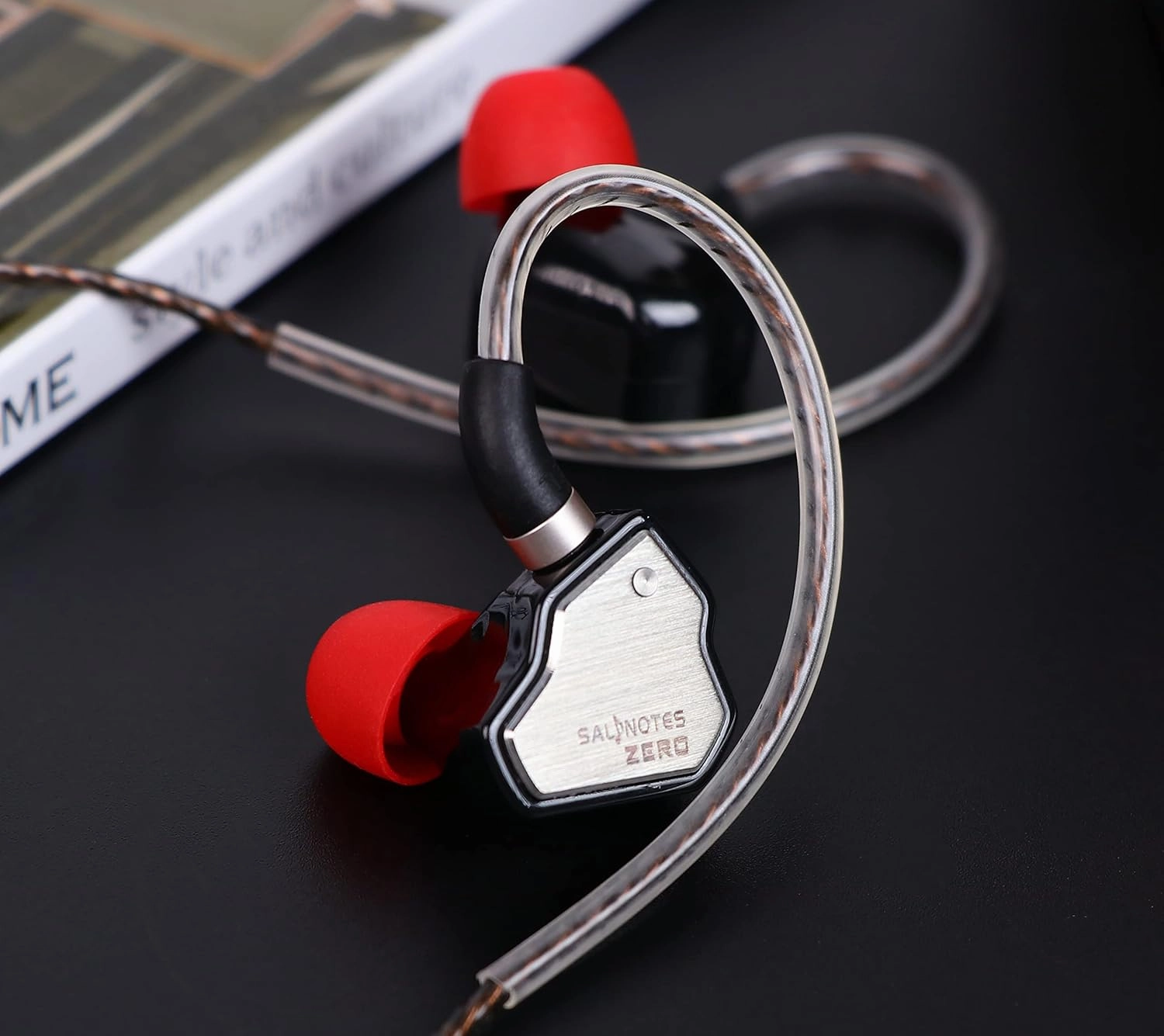 Linsoul 7Hz Salnotes Zero HiFi 10mm Dynamic Driver in-Ear Earphone IEM with Metal Composite Diaphragm Stainless Steel Faceplate Detachable 2Pin OFC Cable (Black, Without Mic)