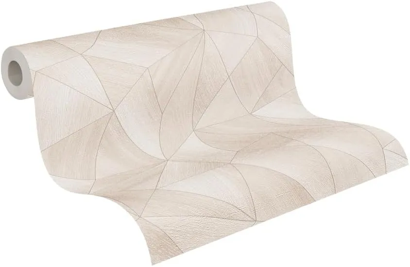 Livingwalls Daniel Hechter 7 Non-Woven Wallpaper Graphic Look 10.05 m x 0.53 m Beige Cream Grey Silver Metallic Wallpaper Textured 361337