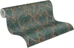 Livingwalls Daniel Hechter 781281 Designer Wallpaper - Durable Non-Woven Wallpaper in Floral Look - 10.05 m x 0.53 m - Brown, Green, Gold, Metallic - Made in Germany