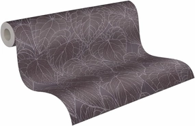 Livingwalls Daniel Hechter 7 781285 Non-Woven Wallpaper Floral 10.05 m x 0.53 m Grey Purple Silver Metallic Wallpaper Leaves