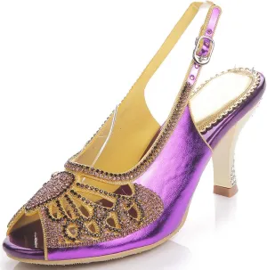 LizFoYa Women Polished Peep Toe Evening Pumps Low Heels Studs Cutout Dress Kitten Heels