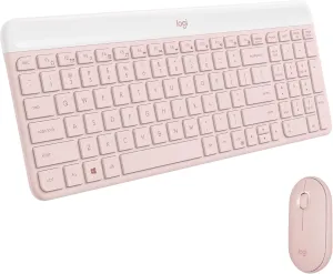 Logitech MK470 Slim Wireless Keyboard and Mouse Combo - Modern Compact Layout, Ultra Quiet, 2.4 GHz USB Receiver, Plug n' Play Connectivity, Compatible with Windows - Rose