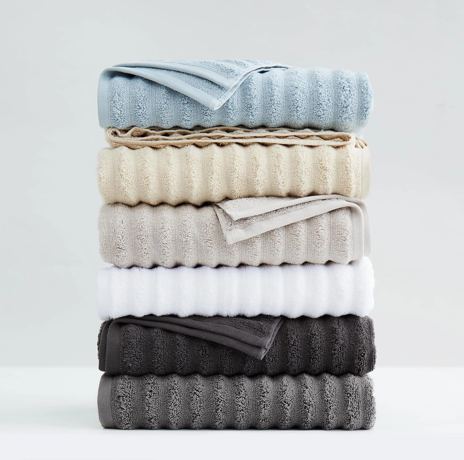 London Fog Zero Twist Beige 6 Piece Towel Set
