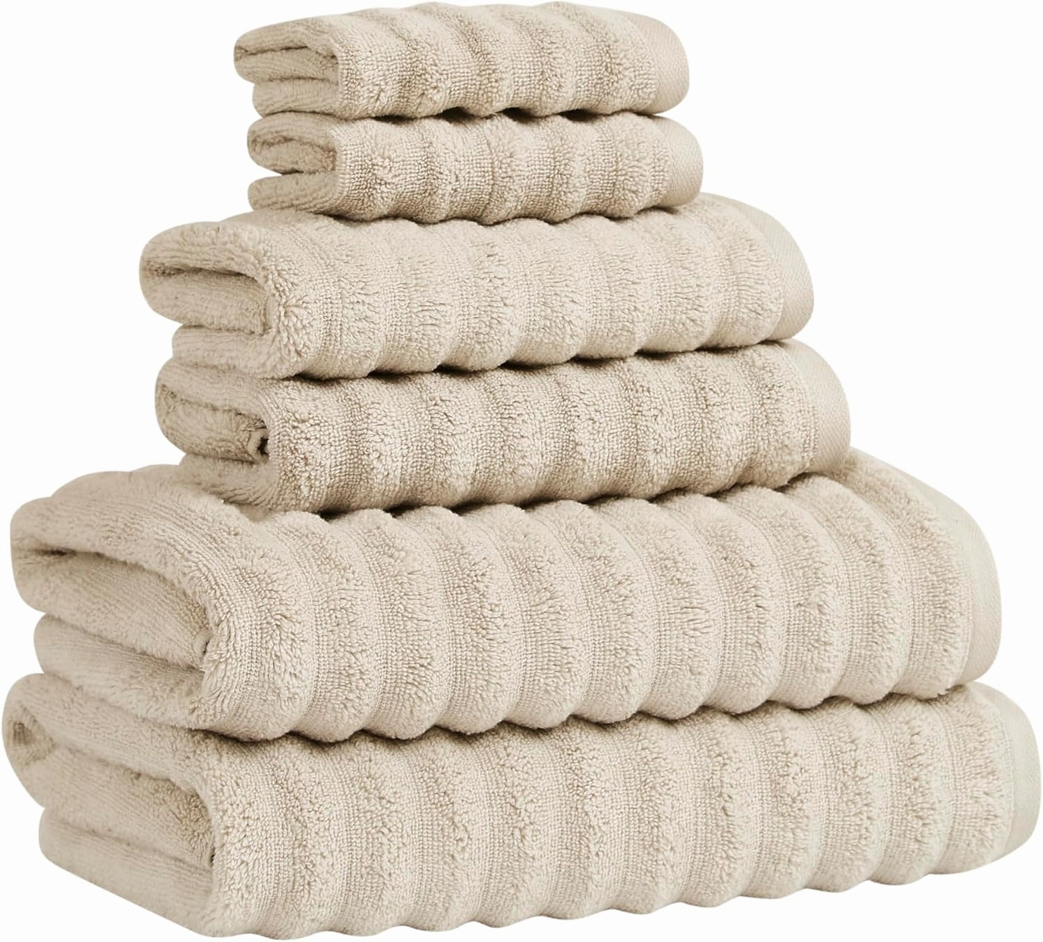 London Fog Zero Twist Beige 6 Piece Towel Set