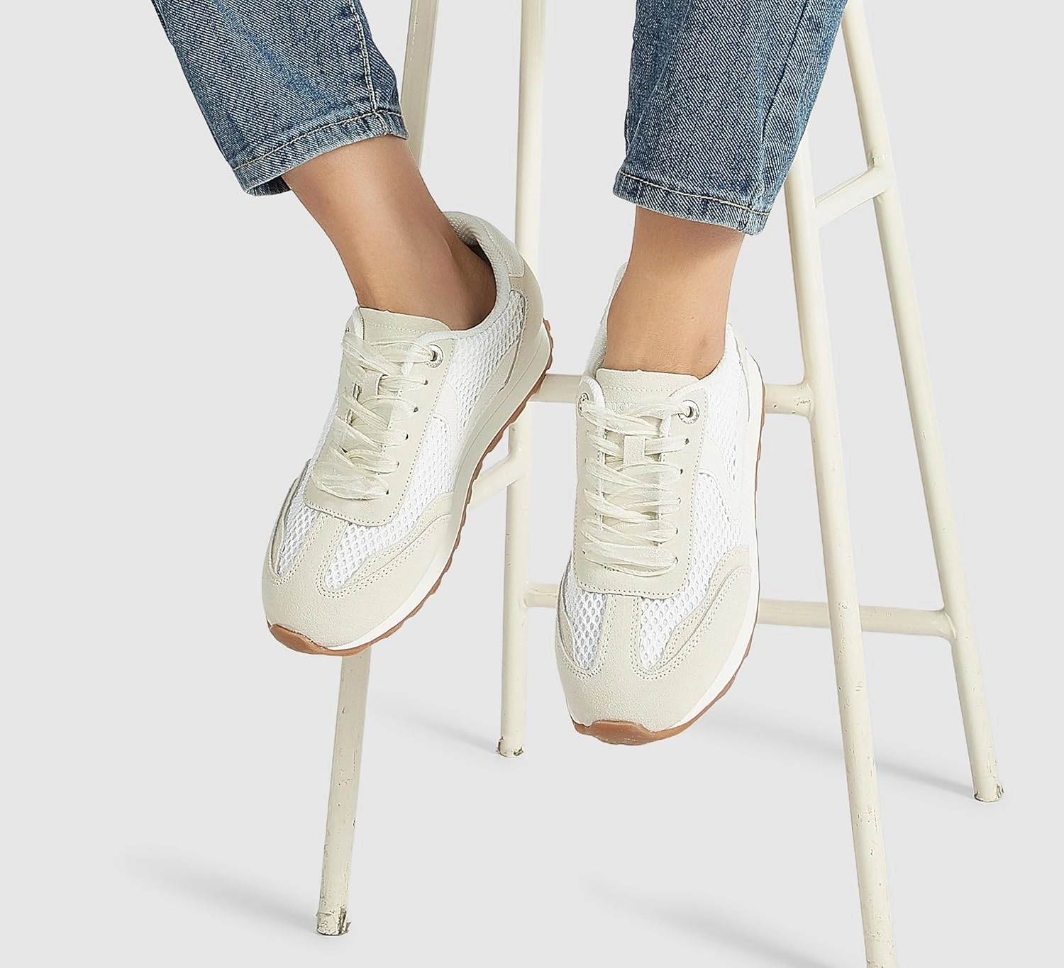 LUCKY STEP Women's Fashion Casual Running Trainer Ballet Gum Rubber Sole Organza Lace Up Walking Shoes Platform Retro Sneakers