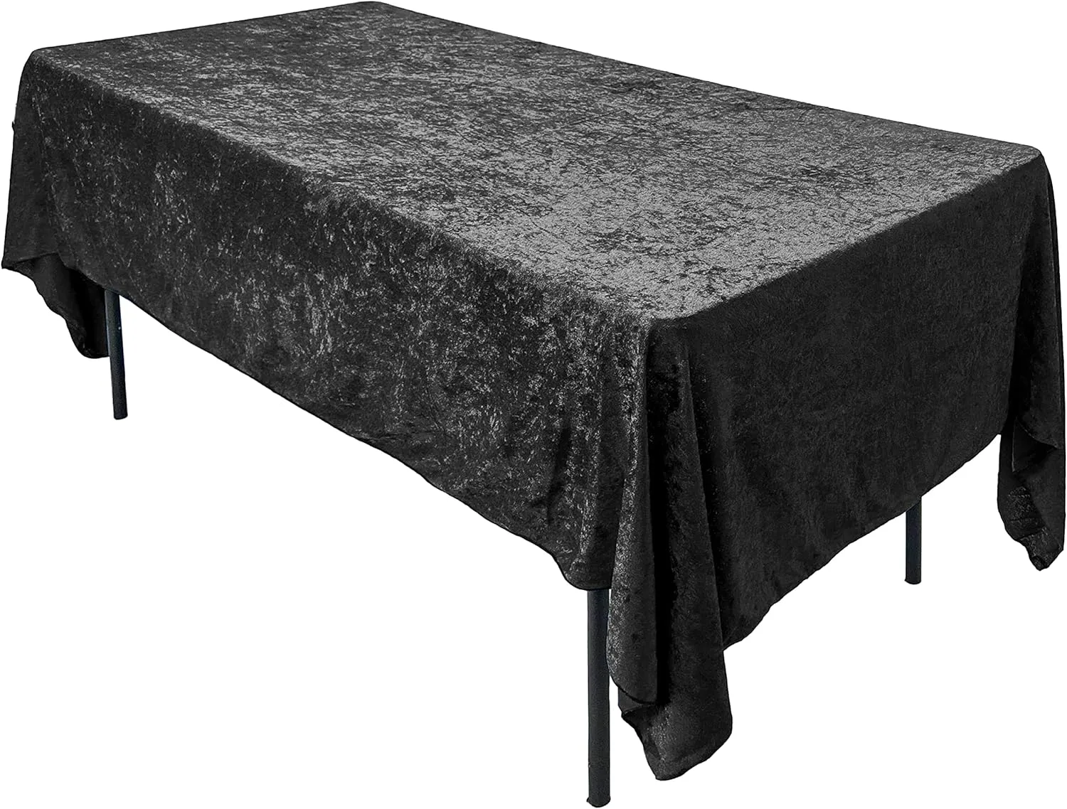 Lush Panne Velvet Tablecloth - 60 x 102 Inch Rectangular Table, Black