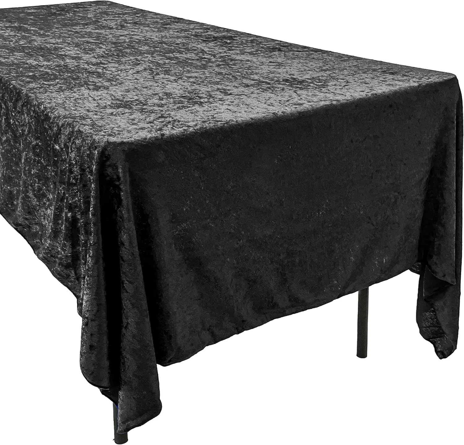 Lush Panne Velvet Tablecloth - 60 x 102 Inch Rectangular Table, Black