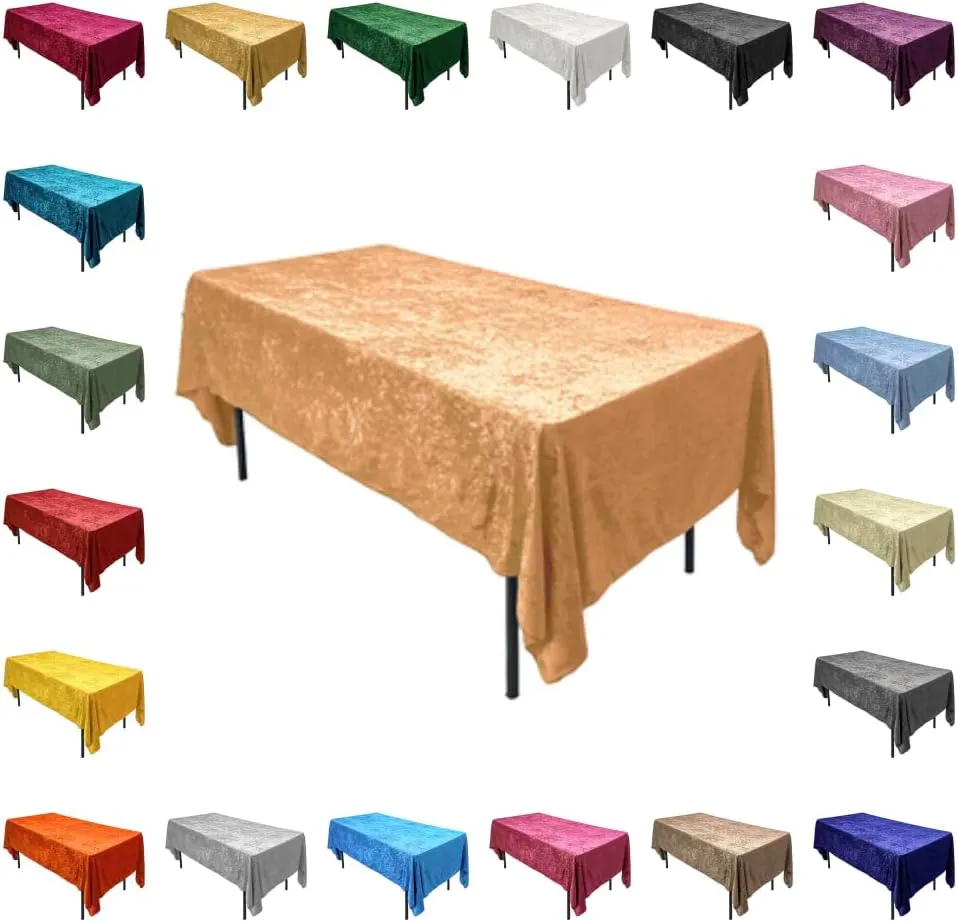 Lush Panne Velvet Tablecloth - 60 x 102 Inch Rectangular Table, Black