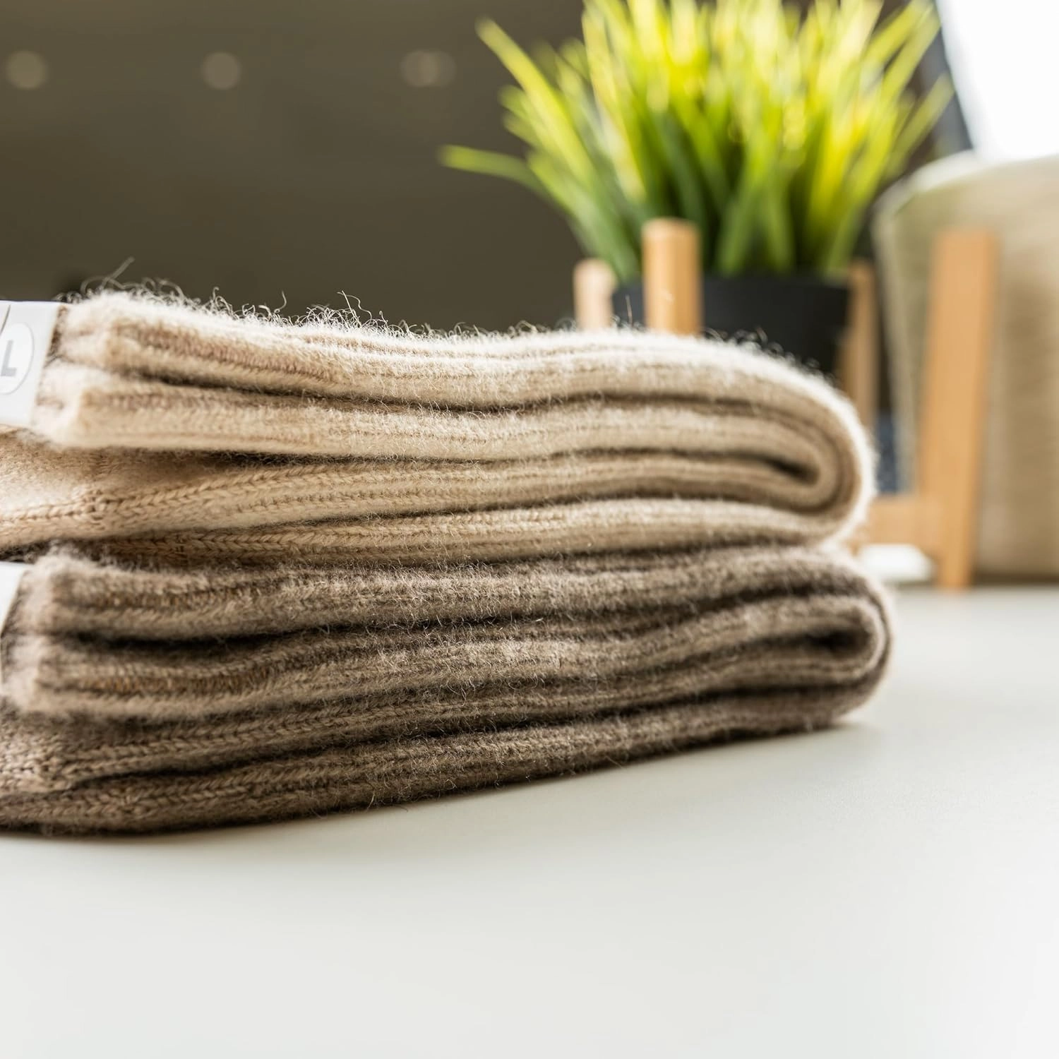 Luxurious cashmere socks~100% finest organic natural cashmere socks for men & women ideal Christmas gift/Made in Mongolia (L, Beige)