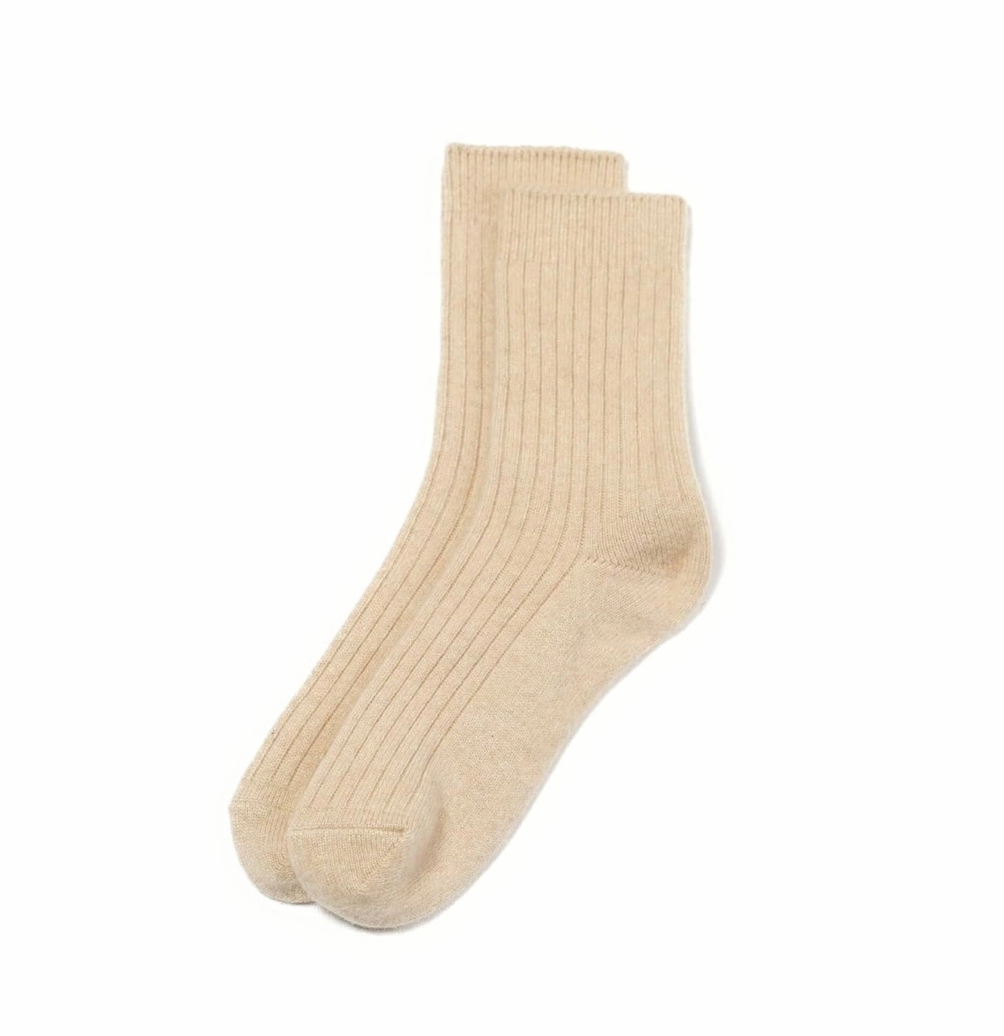 Luxurious cashmere socks~100% finest organic natural cashmere socks for men & women ideal Christmas gift/Made in Mongolia (L, Beige)