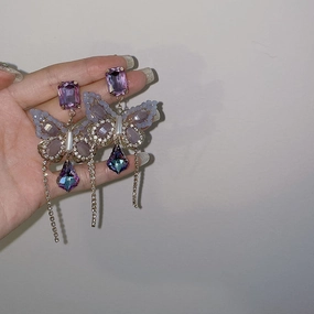 Luxury Butterfly Crystal Drop Earrings -jlt11626