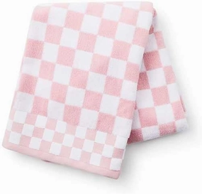 MACKENZIE-CHILDS Bath Towel, Cute Decorative Bathroom Towel, Pink-and-White Rosy Check