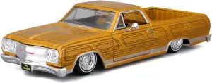 Maisto 1965 Chevrolet El Camino Lowrider Gold Metallic with Graphics Lowriders Series 1/25 Diecast Model Car