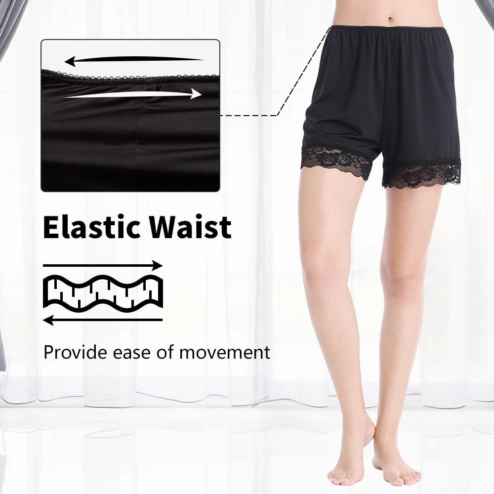 MANCYFIT Pettipants for Women Half Slip Culotte Shorts Split Skirt Lace Snip 4” Inseam